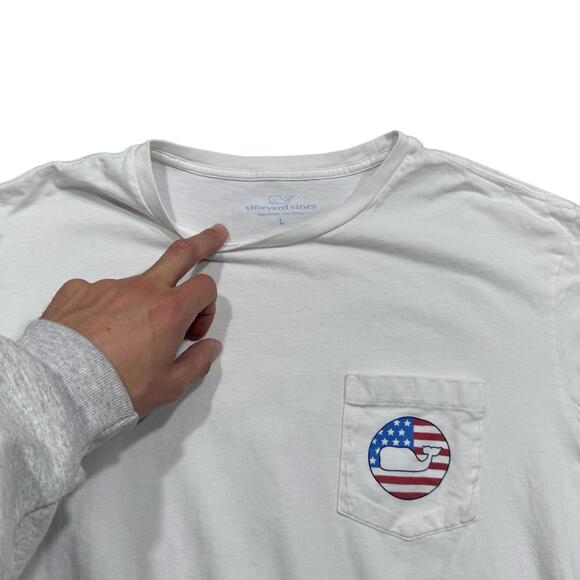 Vineyard Vines American Flag White Cotton T-Shirt - Picture 3 of 4